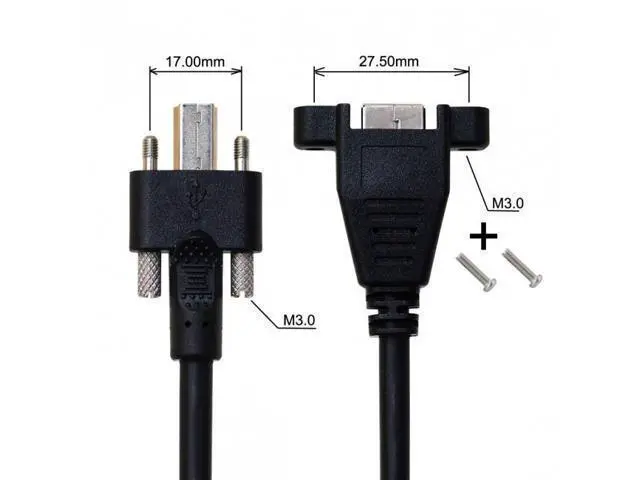 Alt view image 4 of 7 - SM Dual Thumbscrews USB 3.0 Back Panel Mount B Male to Female B Type Extension Cable 0.5m
