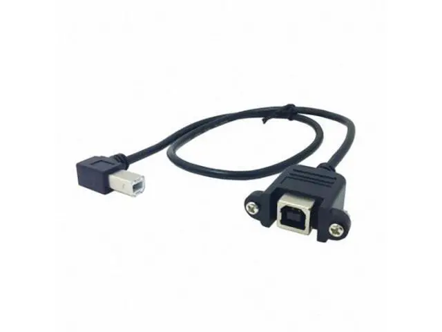 Alt view image 3 of 7 - SM 90 Degree Left Angled USB B Type Male to Female extension cable with screws for Panel Mount 50cm