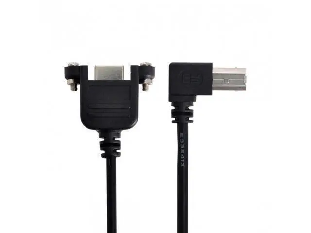 Alt view image 7 of 7 - SM 90 Degree Left Angled USB B Type Male to Female extension cable with screws for Panel Mount 50cm