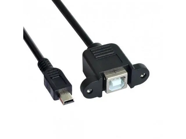 Alt view image 3 of 7 - SM Mini USB 5pin Male to USB B Female Panel Mount Type Cable With Screws