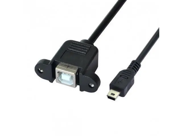 Alt view image 2 of 7 - SM Mini USB 5pin Male to USB B Female Panel Mount Type Cable With Screws