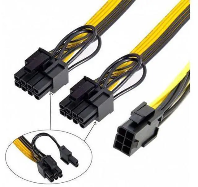 Main image of SM PCI-E PCI Express ATX 6Pin Male to Dual 8Pin & 6Pin Female Video Card Extension Splitter Power Cable