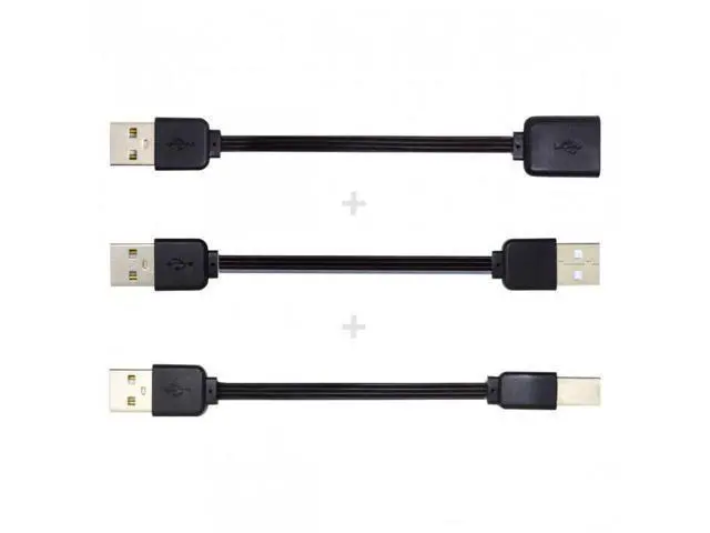 Alt view image 2 of 7 - SM 3pcs/lot 13cm USB 2.0 Type-A to Type-B Type-A Female Extension Male Data Flat Slim Cable for Printer Disk & Phone