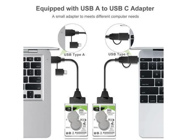 Alt view image 4 of 7 - SM Type C & USB 3.0 Male to SATA 22 Pin 2.5" Hard disk driver SSD Adapter Cable for Macbook & Laptop
