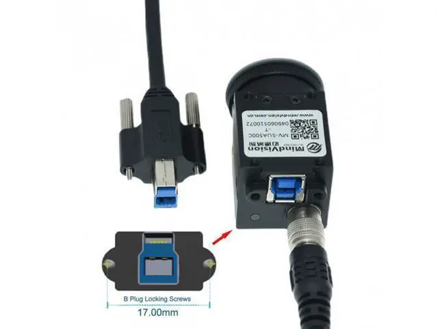 Alt view image 5 of 7 - SM Dual Thumbscrews USB 3.0 Back Panel Mount B Male to Female B Type Extension Cable 0.5m