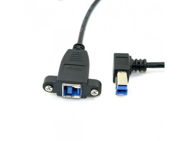 Alt view image 7 of 7 - SM USB 3.0 Back Panel Mount B Type Female To Right Angled 90 Degree B Type Male Extension cable 0.5m