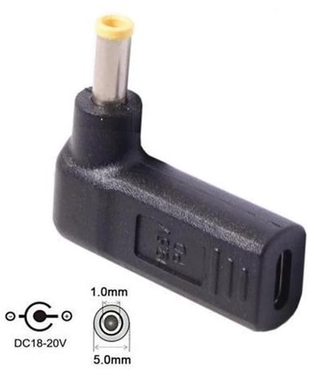 Main image of USB 3.1 Type C USB-C to 5.0*1.0mm Adapter 90 Degree Angled Yellow UC-112-5010MM