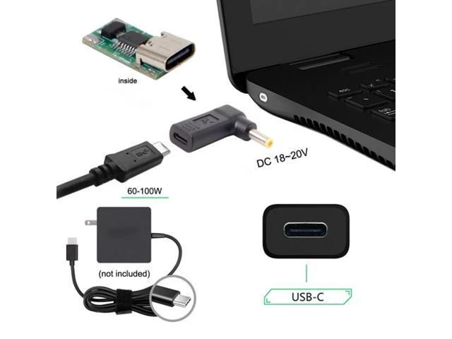 Alt view image 4 of 4 - USB 3.1 Type C USB-C to 5.0*1.0mm Adapter 90 Degree Angled Yellow UC-112-5010MM