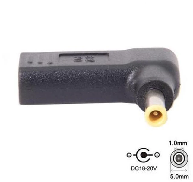 Alt view image 3 of 4 - USB 3.1 Type C USB-C to 5.0*1.0mm Adapter 90 Degree Angled Yellow UC-112-5010MM