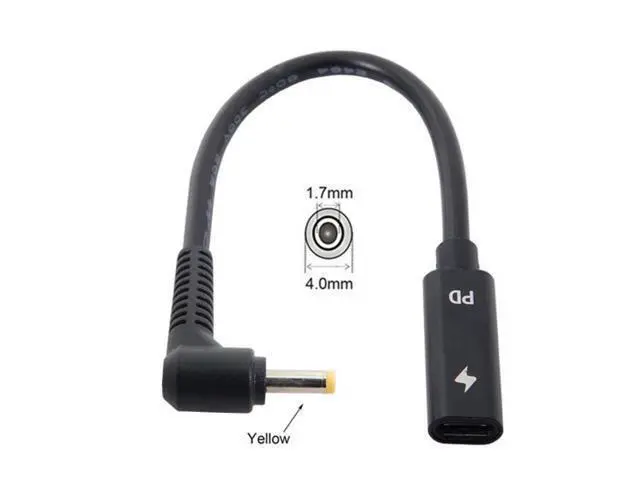 Alt view image 3 of 6 - SM Type C USB-C Female Input to DC 4.0*1.7mm Power PD Charge Cable fit for Laptop 18-20V