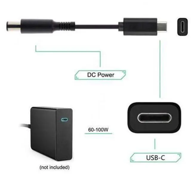 Alt view image 4 of 7 - SM Type C USB-C Input to DC 7.4*5.0mm Power PD Charge Cable for Laptop 18-20V