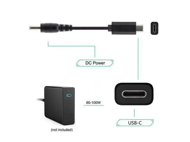 Alt view image 4 of 7 - SM Type C USB-C Input to DC 4.5*3.0mm Power PD Charge Cable for Laptop 18-20V