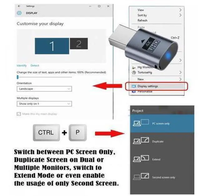 Alt view image 2 of 7 - CY Mini-DP Virtual Display Adapter Mini Displayport Dummy Plug Headless Ghost Emulator 4K@17hz with LED Light Blue