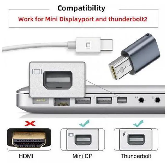 Alt view image 3 of 7 - CY Mini-DP Virtual Display Adapter Mini Displayport Dummy Plug Headless Ghost Emulator 4K@17hz with LED Light Blue
