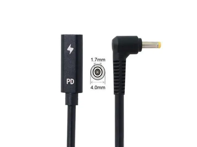 Alt view image 2 of 6 - SM Type C USB-C Female Input to DC 4.0*1.7mm Power PD Charge Cable fit for Laptop 18-20V