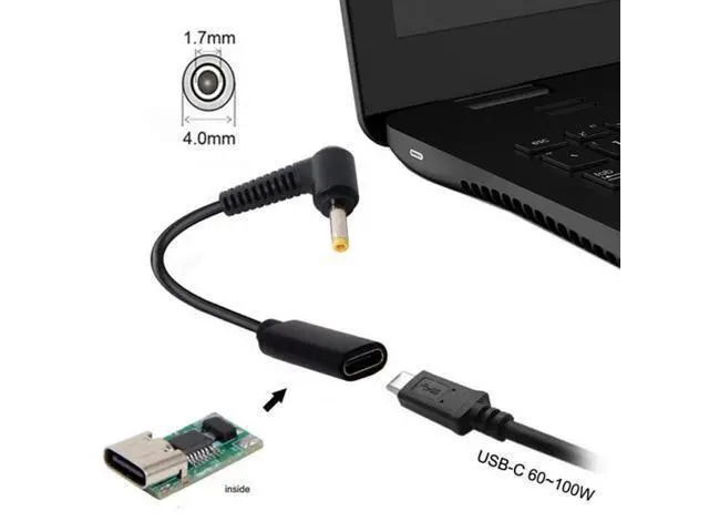 Alt view image 5 of 6 - SM Type C USB-C Female Input to DC 4.0*1.7mm Power PD Charge Cable fit for Laptop 18-20V