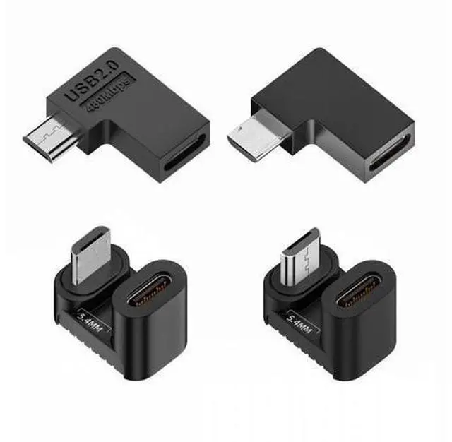 Main image of 4pcs/lot USB-C USB2.0 Type-C Female to Micro USB Male Power Data Adapter 90/360 Degree Angled Type