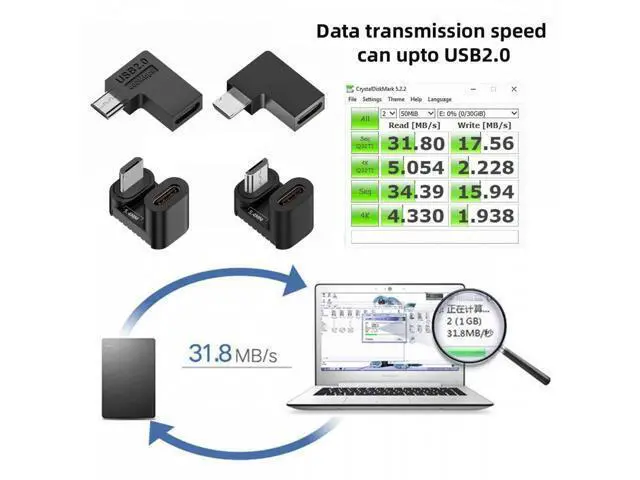 Alt view image 3 of 7 - 4pcs/lot USB-C USB2.0 Type-C Female to Micro USB Male Power Data Adapter 90/360 Degree Angled Type