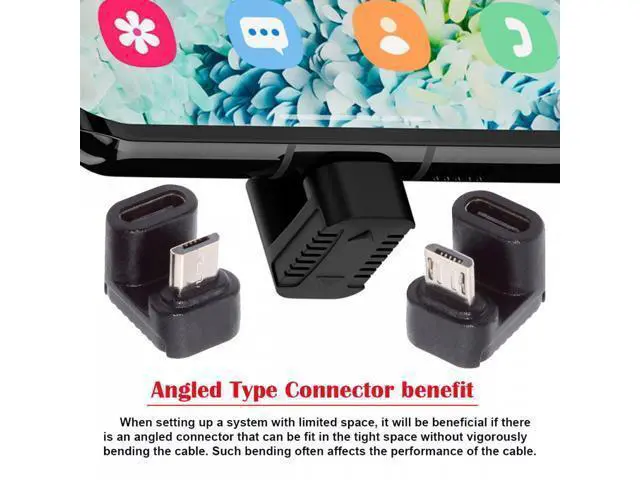 Alt view image 4 of 7 - 4pcs/lot USB-C USB2.0 Type-C Female to Micro USB Male Power Data Adapter 90/360 Degree Angled Type