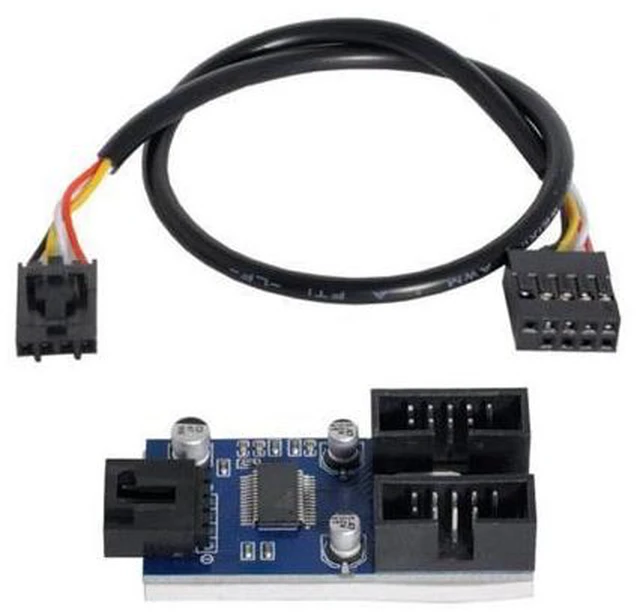 Main image of SM Motherboard 9pin USB 2.0 Header 1 to 2 Female Extension Cable HUB Connector Adapter Port Multilier