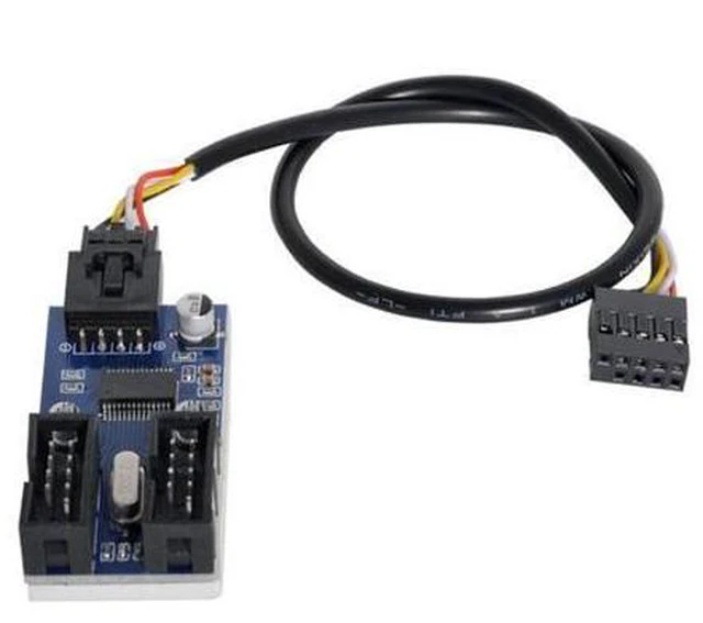 Alt view image 2 of 7 - SM Motherboard 9pin USB 2.0 Header 1 to 2 Female Extension Cable HUB Connector Adapter Port Multilier