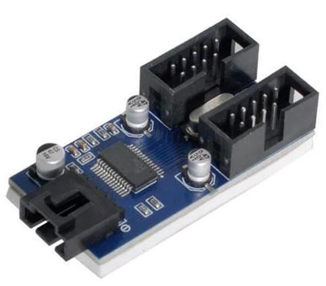 Alt view image 4 of 7 - SM Motherboard 9pin USB 2.0 Header 1 to 2 Female Extension Cable HUB Connector Adapter Port Multilier