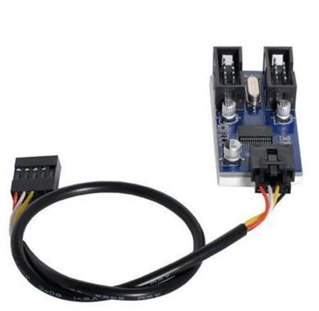Alt view image 5 of 7 - SM Motherboard 9pin USB 2.0 Header 1 to 2 Female Extension Cable HUB Connector Adapter Port Multilier