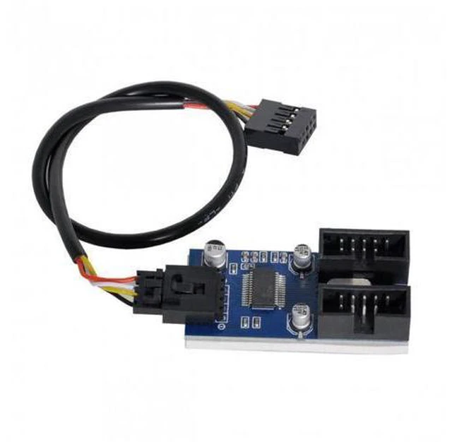 Alt view image 6 of 7 - SM Motherboard 9pin USB 2.0 Header 1 to 2 Female Extension Cable HUB Connector Adapter Port Multilier