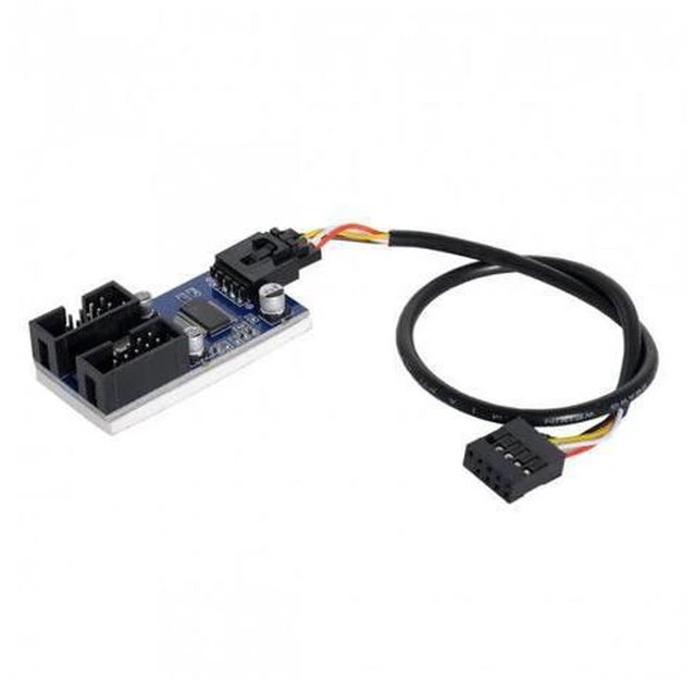 Alt view image 7 of 7 - SM Motherboard 9pin USB 2.0 Header 1 to 2 Female Extension Cable HUB Connector Adapter Port Multilier