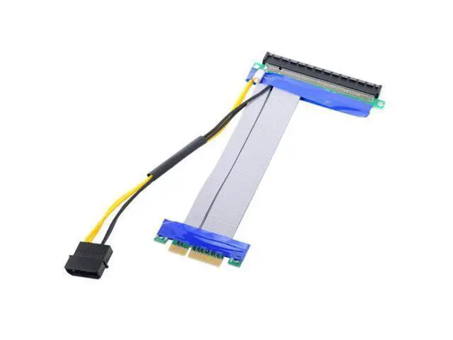 Alt view image 3 of 7 - SM PCI-E Express 4x to 16x Flex Cable Extender Converter Riser Card Adapter with 4pin Power 15cm