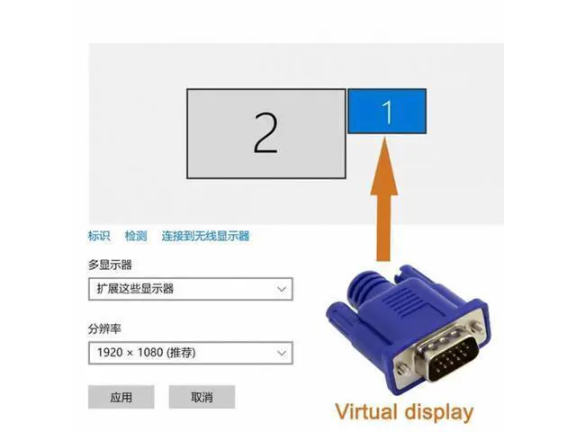 Alt view image 3 of 7 - CY Virtual Display Adapter VGA RGB Monitor Dummy Plug Headless Ghost Display Emulator 1920x1080p@60Hz