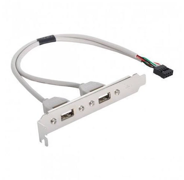 Alt view image 2 of 7 - SM PCI-E USB 2.0 A type Female Screw to Motherboard 9p header cable with bracket