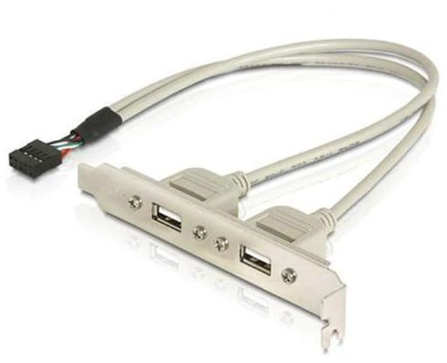 Alt view image 3 of 7 - SM PCI-E USB 2.0 A type Female Screw to Motherboard 9p header cable with bracket