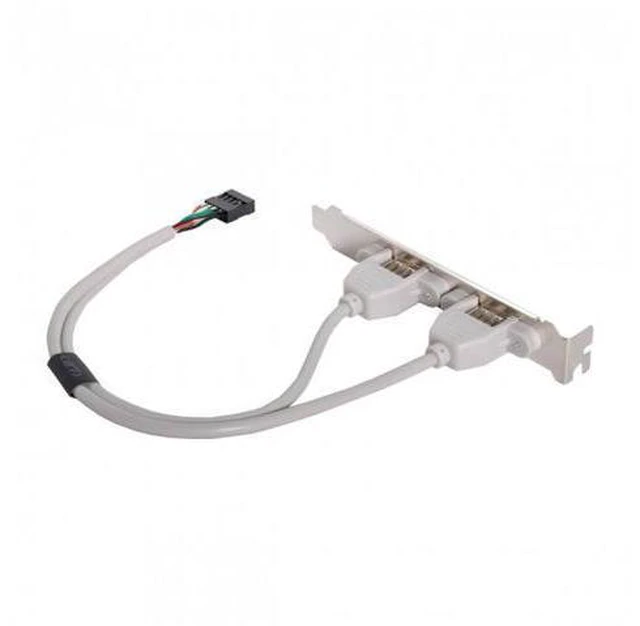 Alt view image 7 of 7 - SM PCI-E USB 2.0 A type Female Screw to Motherboard 9p header cable with bracket