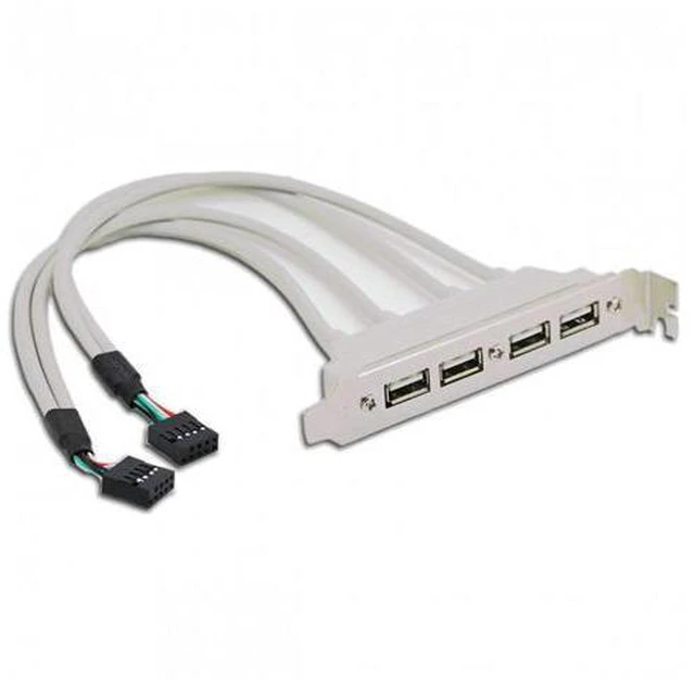 Alt view image 2 of 7 - SM PCI-E 4 Ports USB 2.0 Female Screw to Motherboard 9pin Header Cable with Bracket