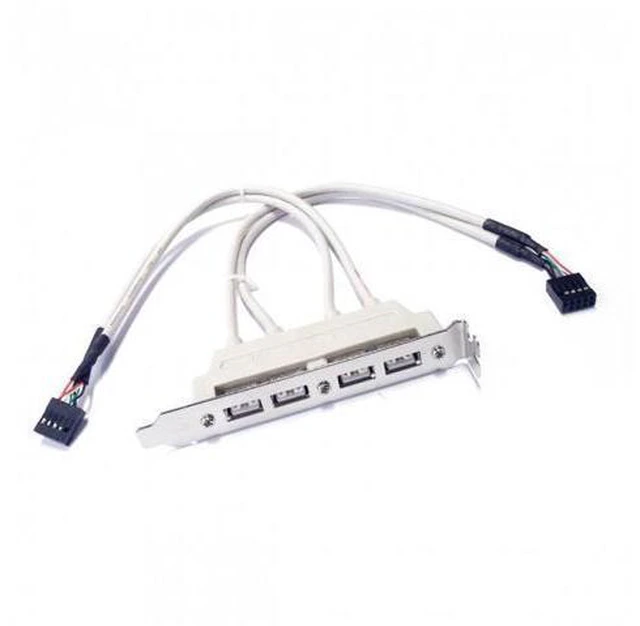 Alt view image 7 of 7 - SM PCI-E 4 Ports USB 2.0 Female Screw to Motherboard 9pin Header Cable with Bracket