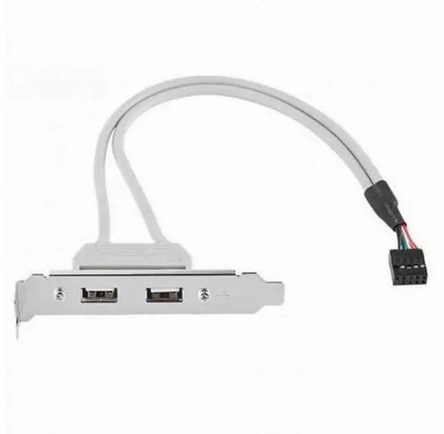 Main image of SM Low Profile 8cm Height USB 2.0 Female Back panel to Motherboard 9pin cable with PCI bracket 30cm