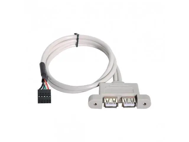 Alt view image 7 of 7 - SM Low Profile 8cm Height USB 2.0 Female Back panel to Motherboard 9pin cable with PCI bracket 30cm