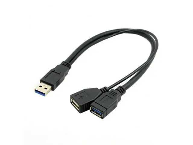 Alt view image 3 of 6 - Black USB 3.0 Male to Dual USB Female Extra Power Data Y Extension Cable for 2.5" Mobile Hard Disk U3-041