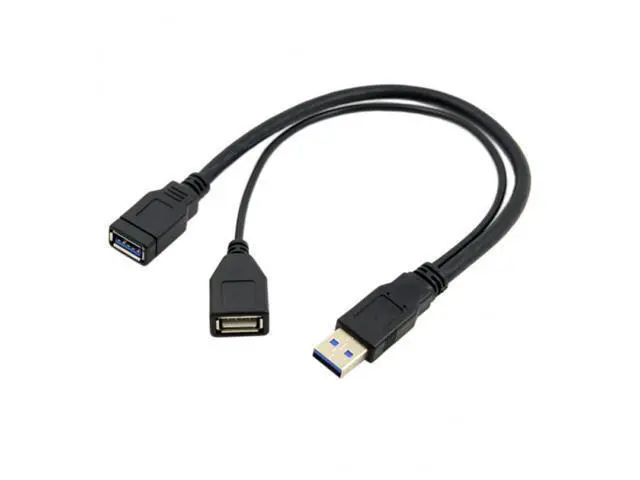 Alt view image 5 of 6 - Black USB 3.0 Male to Dual USB Female Extra Power Data Y Extension Cable for 2.5" Mobile Hard Disk U3-041
