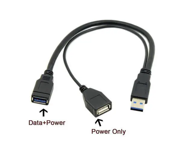 Alt view image 6 of 6 - Black USB 3.0 Male to Dual USB Female Extra Power Data Y Extension Cable for 2.5" Mobile Hard Disk U3-041