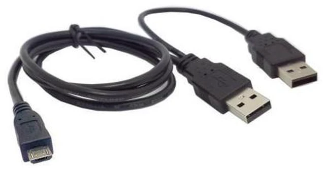 Alt view image 2 of 6 - USB 2.0 two Male to Micro USB 5Pin Male Y Cable 80cm for external Hard Disk Drive U2-072-0.8M