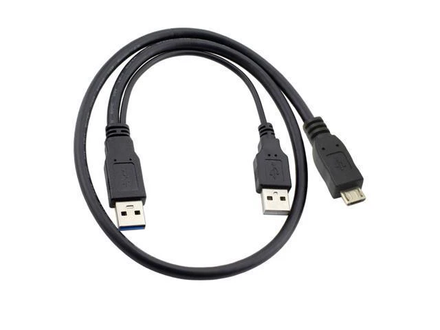 Alt view image 3 of 6 - USB 2.0 two Male to Micro USB 5Pin Male Y Cable 80cm for external Hard Disk Drive U2-072-0.8M