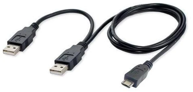 Alt view image 4 of 6 - USB 2.0 two Male to Micro USB 5Pin Male Y Cable 80cm for external Hard Disk Drive U2-072-0.8M