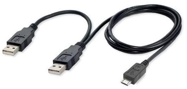 Alt view image 6 of 6 - USB 2.0 two Male to Micro USB 5Pin Male Y Cable 80cm for external Hard Disk Drive U2-072-0.8M