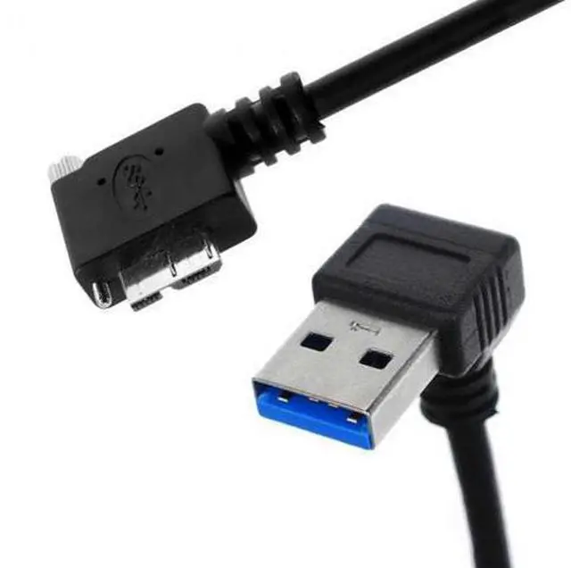 Main image of SM Down Direction Right Angled 90 Degree USB 3.0 A plug to Micro B Plug Left Angled locking screws Panel Cable 40cm