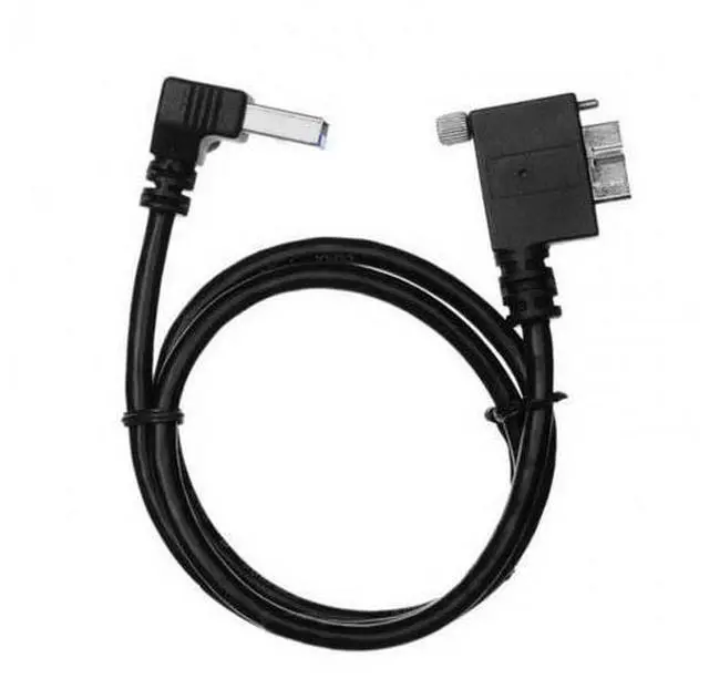 Alt view image 3 of 7 - SM Down Direction Right Angled 90 Degree USB 3.0 A plug to Micro B Plug Left Angled locking screws Panel Cable 40cm