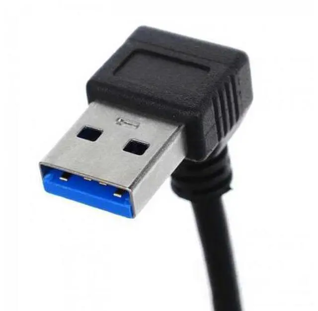 Alt view image 4 of 7 - SM Down Direction Right Angled 90 Degree USB 3.0 A plug to Micro B Plug Left Angled locking screws Panel Cable 40cm