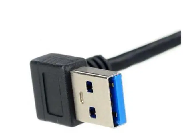 Alt view image 7 of 7 - SM Down Direction Right Angled 90 Degree USB 3.0 A plug to Micro B Plug Left Angled locking screws Panel Cable 40cm