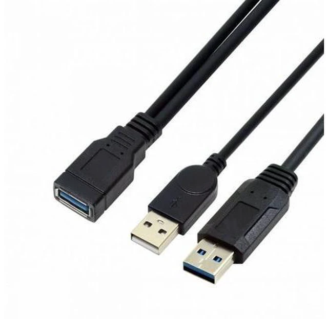Alt view image 3 of 7 - Black USB 3.0 Female to Dual USB Male Extra Power Data Y Extension Cable for 2.5" Mobile Hard Disk